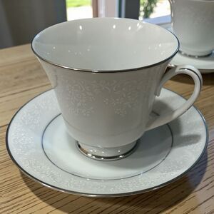 Noritake Fine China TAHOE 2585 Teacup Cup And Saucer Platinum Trim
